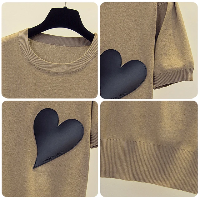 Spring Summer New Fashion Cashmere Sweater Women Knitted Short Sleeve Pullover Women Sweter Loose O-Neck Korean Version Tops 4