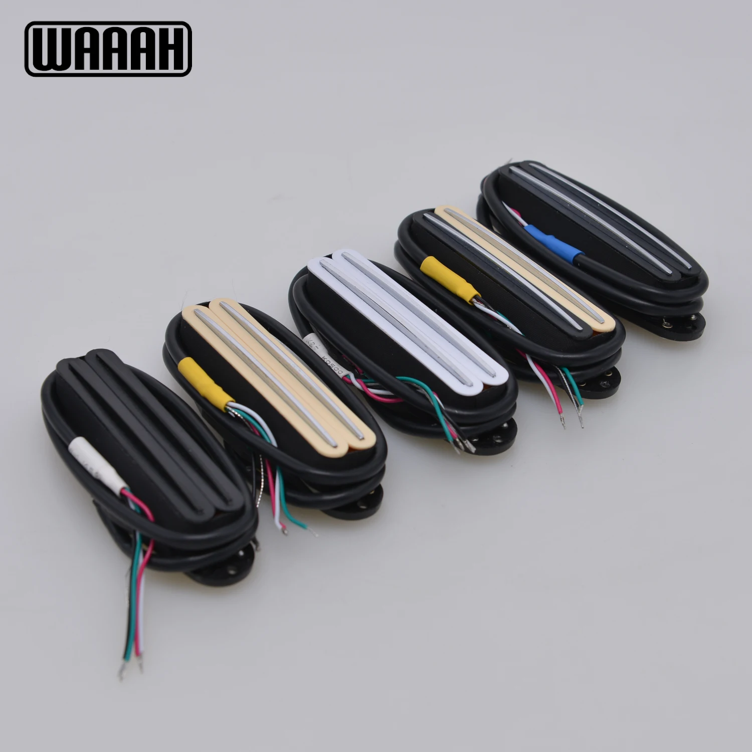 WAAAH 1 Stück Alnico 5 Dual Rails Humbucker Pickup Single Coil in Schwarz, Weiß, Gelb für ST SQ E-Gitarren-Teile