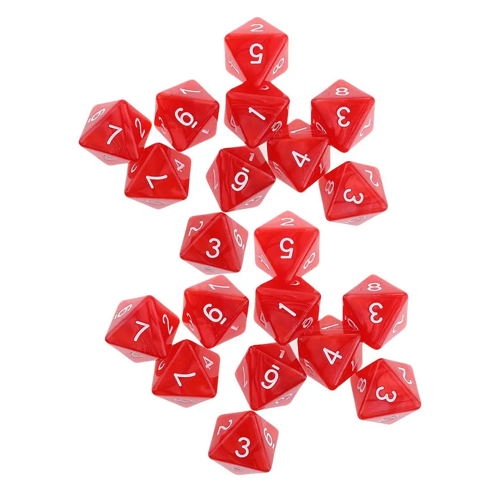 20pcs 8 Sided Dice D8 Polyhedral Dice for playing Games Gift Red