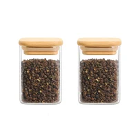 Spice Jar with Bamboo Lid Sample, Glass Spice Jars Sample Sack, 7oz Square Seasoning Jars 1
