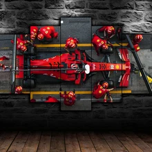 

5 Pieces Canvas Art F1 Ferrari Charles Leclerc Wall Picture Print Home Decoration For Living Room Bedroom Mural Poster Painting