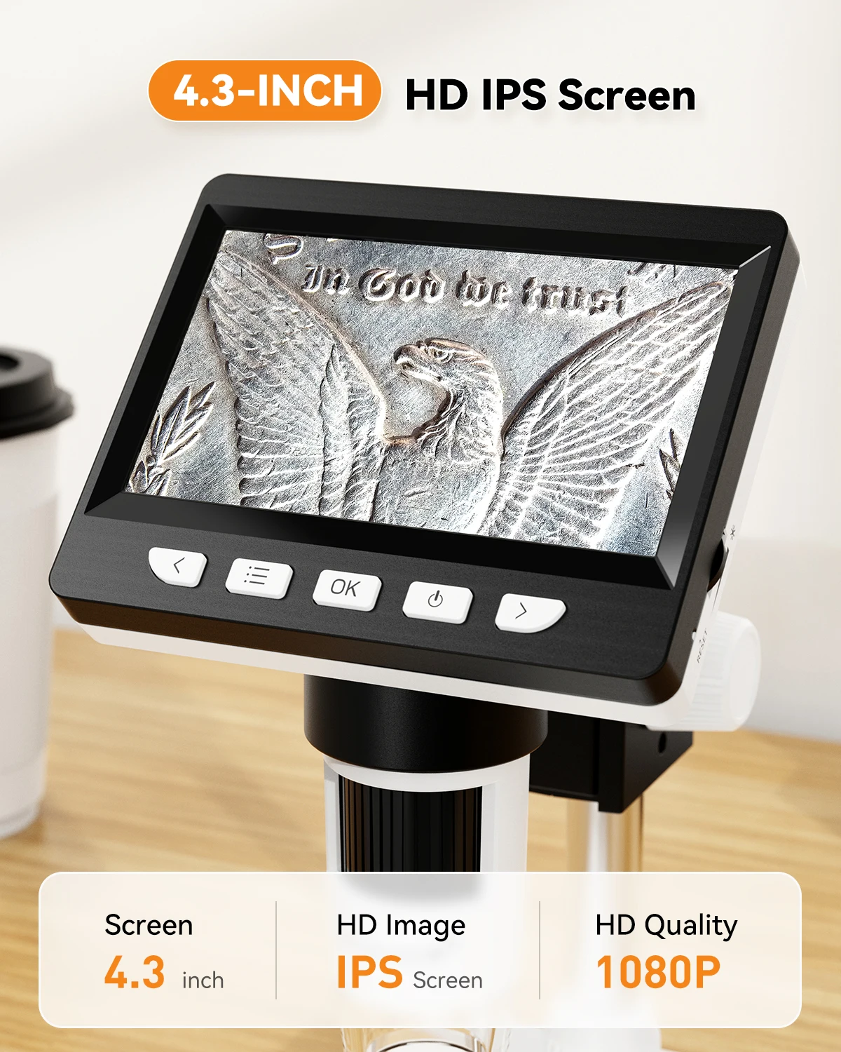 4.3 Inch Digital Microscope 1080P 50-1000x Coin Microscopio 2000mAh Soldering Microscope for Electronics Repair PCB PC Laptop 2