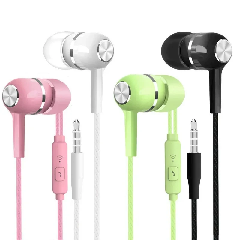 3.5 Wired Headphones 3.5mm Sport Earbuds with Bass Phone Earphones Stereo Headset Mic volume control Music