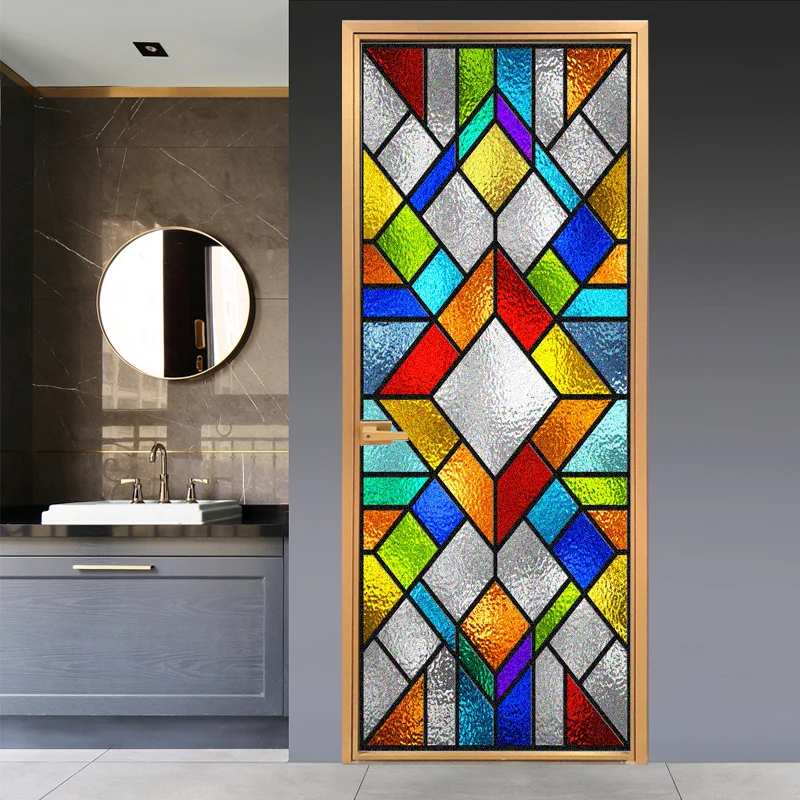 개인 정보 보호 창 필름 정적 집착 스테인드 글라스 비 접착 성 자외선 방지 열 제어 도어 스티커 가정용