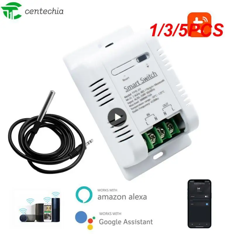 

Переключатель температуры, 16 А, 1/3/5 шт., работает с Alexa Home Ds18b20, датчик температуры, голосовое управление, водонепроницаемый