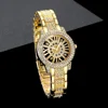 2pcs Women's Watch Gorgeous Style Diamond studded Alloy Steel Strip Quartz Watch and Diamond studded Cuban Chain Bracelet 3