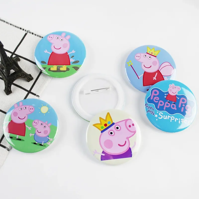 Cartoon Peppa Pig George Pig Dad Pig Mom Family Cute Cartoon Spilla Badge Zaino Ciondolo Regalo Di Compleanno Per Bambini