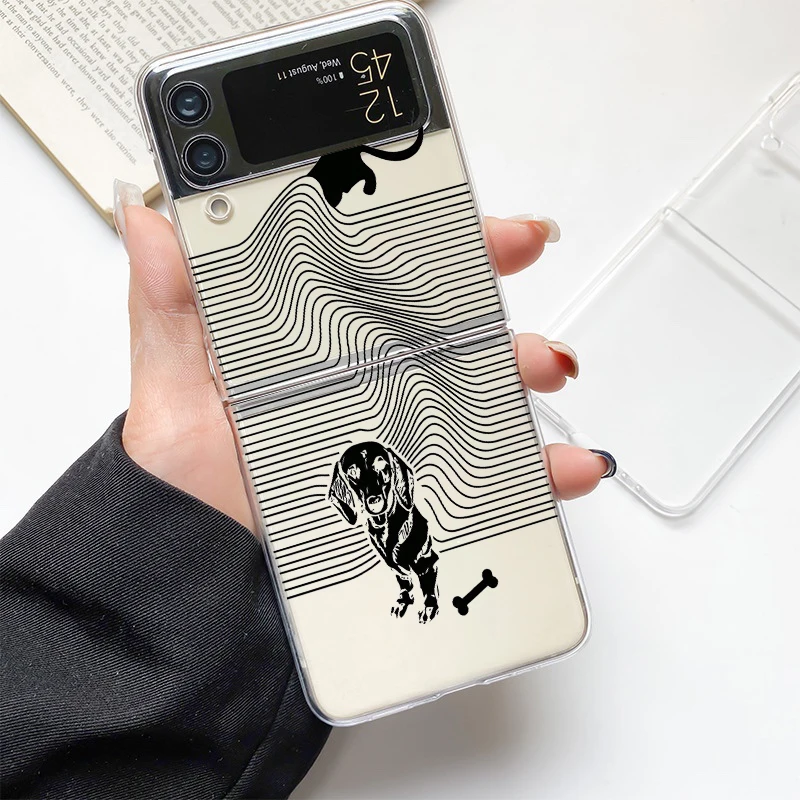 Dachshund Sausage Dog Phone Case Hard PC Shell Clear Cover For Samsung Galaxy Z Flip 3 4 5 6