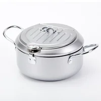 Small Deep Fryer with Thermometer and Drain Rack Non-stick Deep Fryer for French Fries Fish and Chicken 2