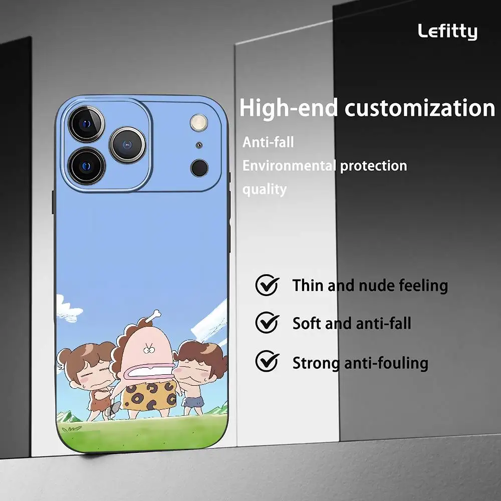 Adorable Anime-Inspired Black Frosted Soft Phone Case