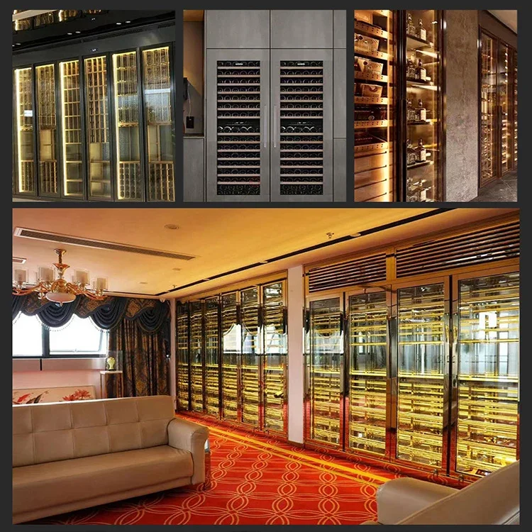 Golden stainless steel red wine cellar bar storage display whiskey wine drinks display rack cabinet living room
