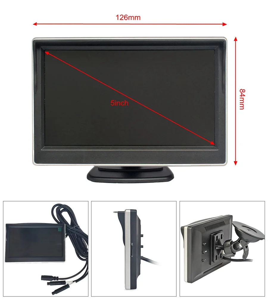 DIYKIT 5inch AHD IPS Vehicle Rear View Monitor 1920*1080 Recording DVR 2 Backup Car Camera AHD Night Vision Support SD Card