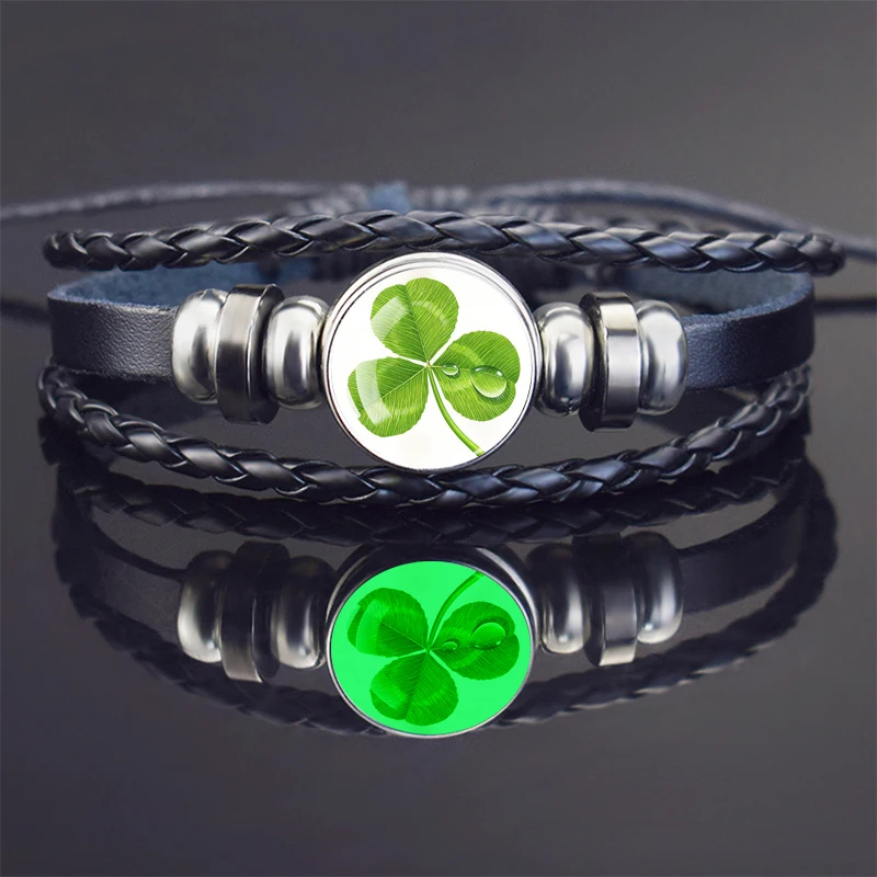 四つ葉のクローバーブレスレット プチプラネックレス ダブルレイヤー 四つ葉のクローバー