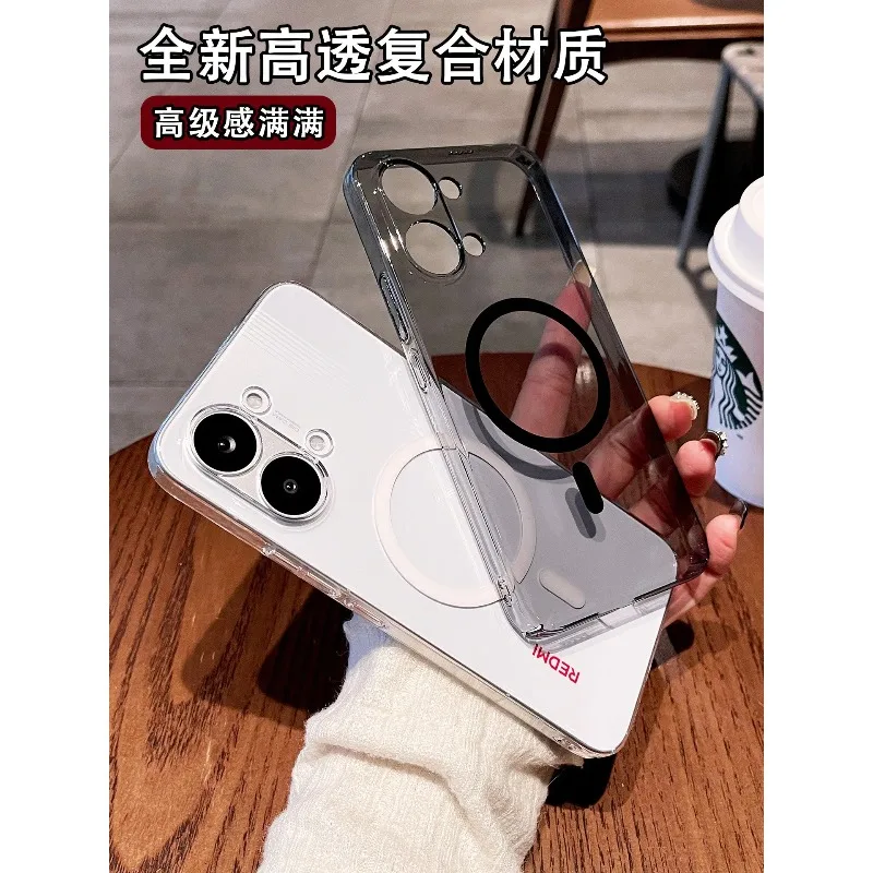 Magnetic Luxury Transparent PC Hard Shell Wireless Charging Shockproof Back Cover