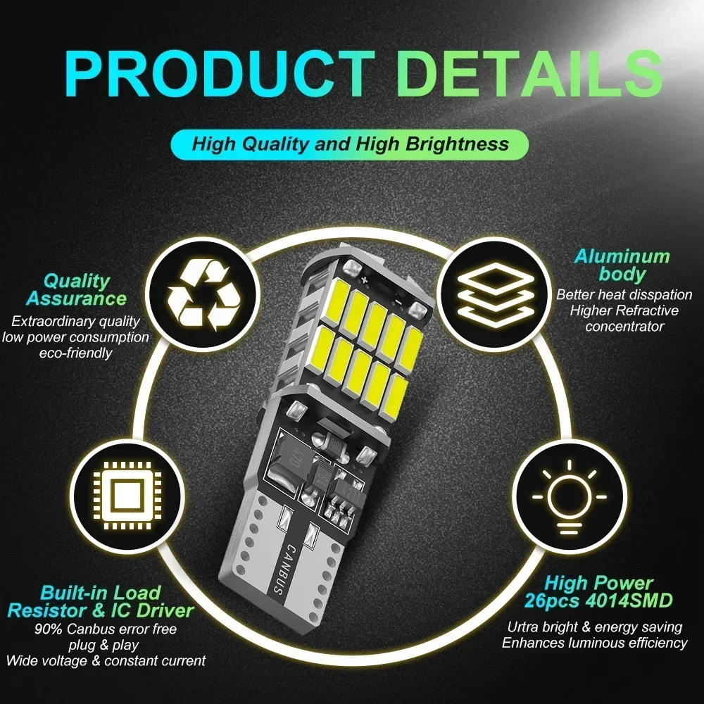 W5W T10 LED ���� Canbus 4014 26SMD 6000K 168 194 LED 5w5 �ڵ��� ���׸��� �� ���� ��ȣ�� ���� ��ȣ ����, 12V, 6 ��