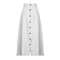 Plus Size Summer Fashion Button Solid Color Half-body Skirt Half-body Skirt Split A-line Package Hip Mid-waist Long Skirt - Image 5