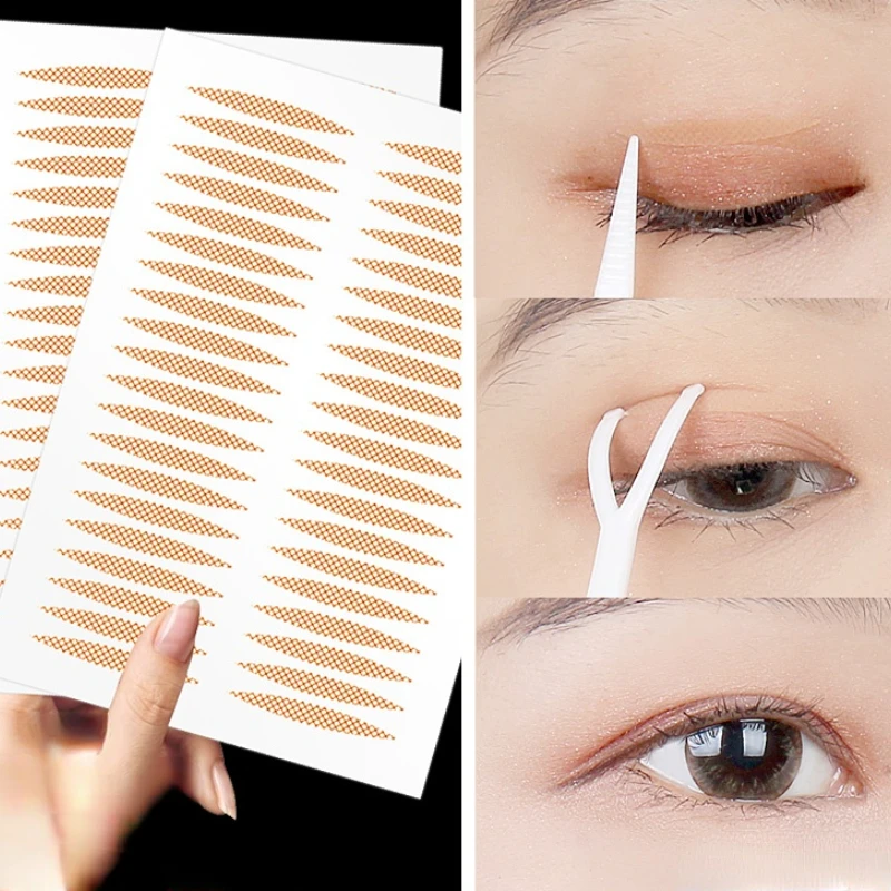 

240pcs Invisible Double Fold Eyelid Lace Paste Eyelid Tape Sticker Clear Beige Stripe Self-adhesive Natural Eye Tape Beauty Tool