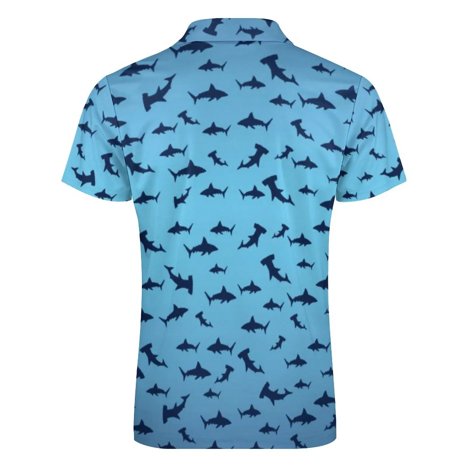 Polo con estampado artístico de tiburón para hombre, camisa informal de tiburón Hammerhead, ropa de calle de verano, camisetas de manga corta con cremallera, Tops de gran tamaño