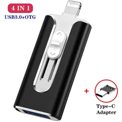 4 in 1 Usb Flash Drive For iPhone 12/11/6/6s/6Plus/7/7Plus/8/X Usb/Otg/Lightning/typeC PenDrive For iOS External Storage Devices