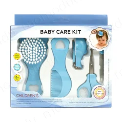 Baby Grooming Essentials Kit: 5 - Piece Nail and Hair Care Set with Brush and Clippers (BLUE)