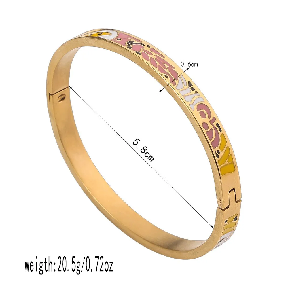 Titanium steel bracelet, exquisite geometric shape, oil dripping fashion, stainless steel enamel bracelet jewelry - Image 2