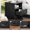 Farmhouse Nightstand with Charging Station, Side Table with 2 Storage Drawers, Rustic Wood Night Stand with Metal Handle 4