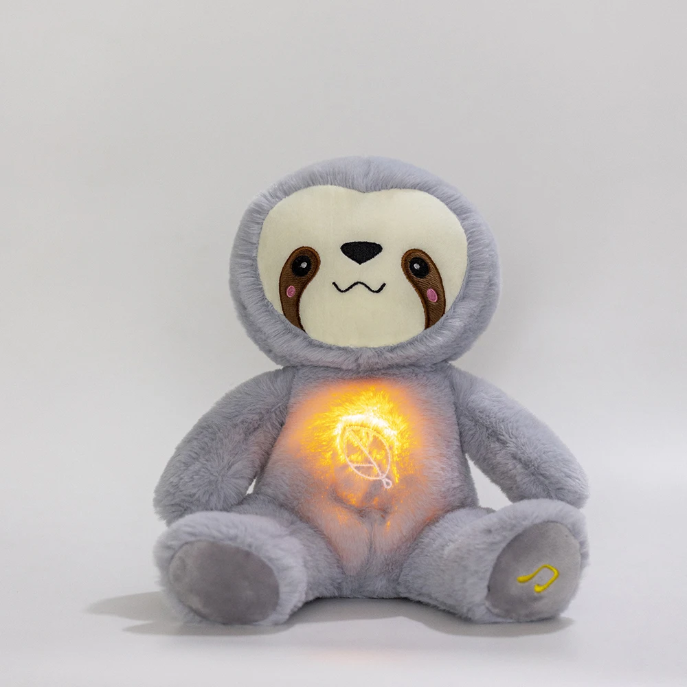 FOTN - Peluche respiratorio, juguete portátil de felpa para bebé, animal de peluche calmante para la ansiedad adultos y niños, luces de respiración y máquina de sonido con respiración realista (perro