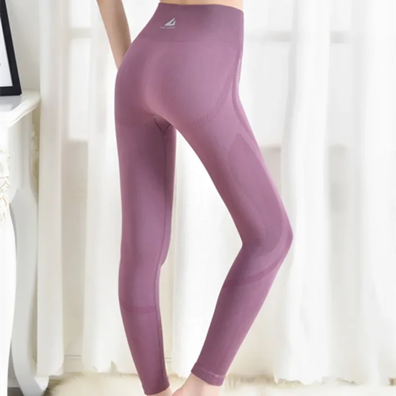 

High Waist Sports Yoga Pants Women Fitness Training Wear Running Tight Elastic Seamless Quick Drying Nine-point Pants Slim