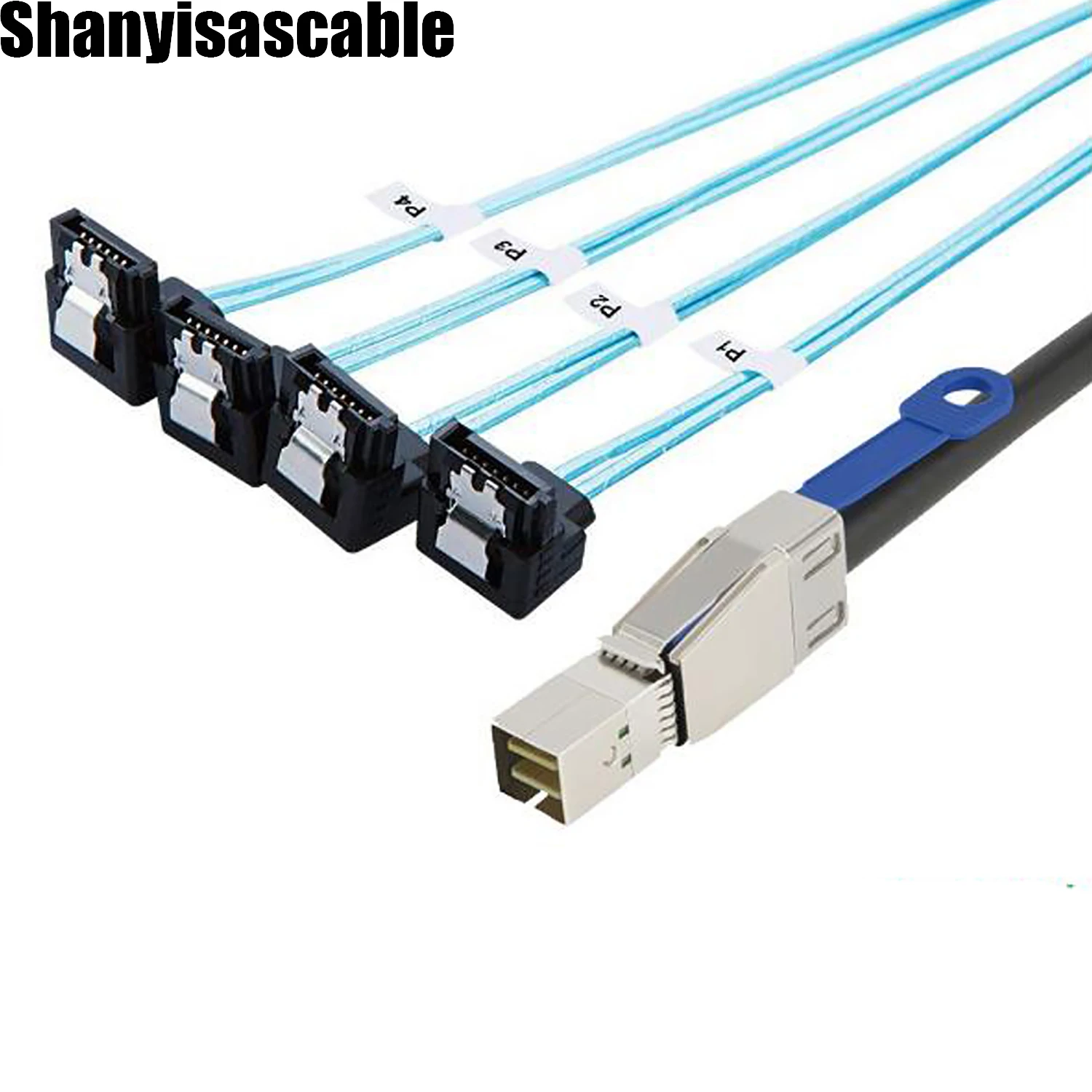 0.5M Mini SAS HD SFF-8644 36P with IC male to 4 SATA 7P female 90 degree Server Raid cable adpter