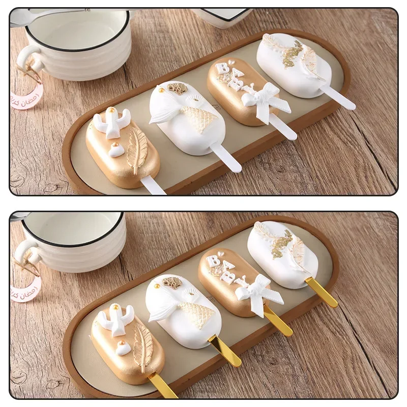 20pcs Ice Cream Sticks Acrylic Cake Topper Gold Mirror Stick for Birthday Party Ice Cream Decorations ice cream sticks