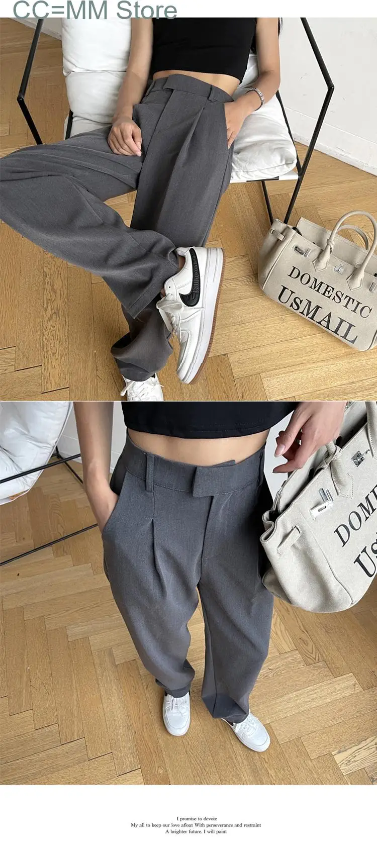 New Wide Leg Pants Korean Fashion Casual Loose Straight Female Trousers High Waist Office Ladies Suits Pants