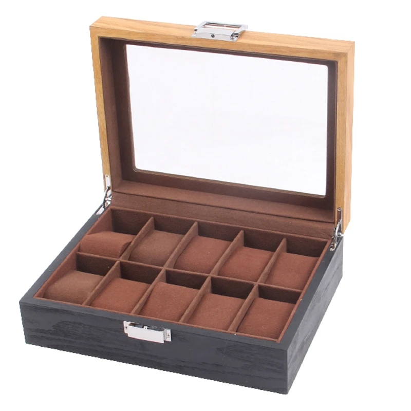 

Retro Wooden Watch Display Case, Glass Topped Wooden Watch Display Case Watch Organizerr,Jewelry Storage Case