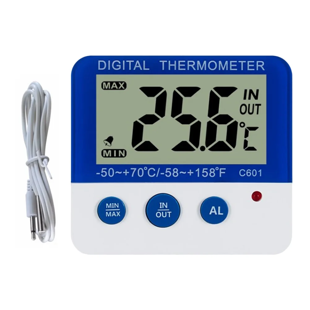 

1PC C601 Indoor And Outdoor Thermometer Digital Refrigerator Freezer Thermometer High And Low Temperature Alarm Kitchen