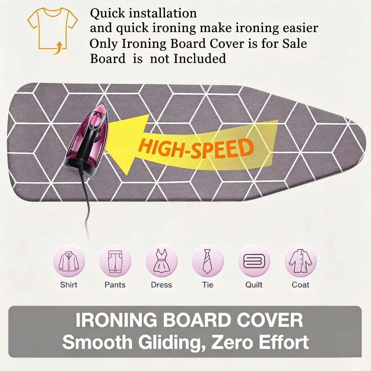 Large Non-Slip Thick Ironing Board Cover, Colorful and Protective