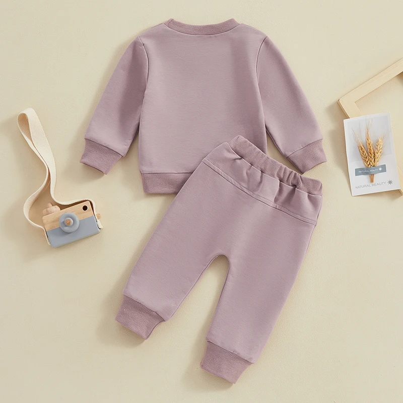 -12-05 Lioraitiin Toddler Baby Boy Clothes Set Letter Print Long Sleeve Pullover Tops Sweatshirt Pants Fall Winter Outfits
