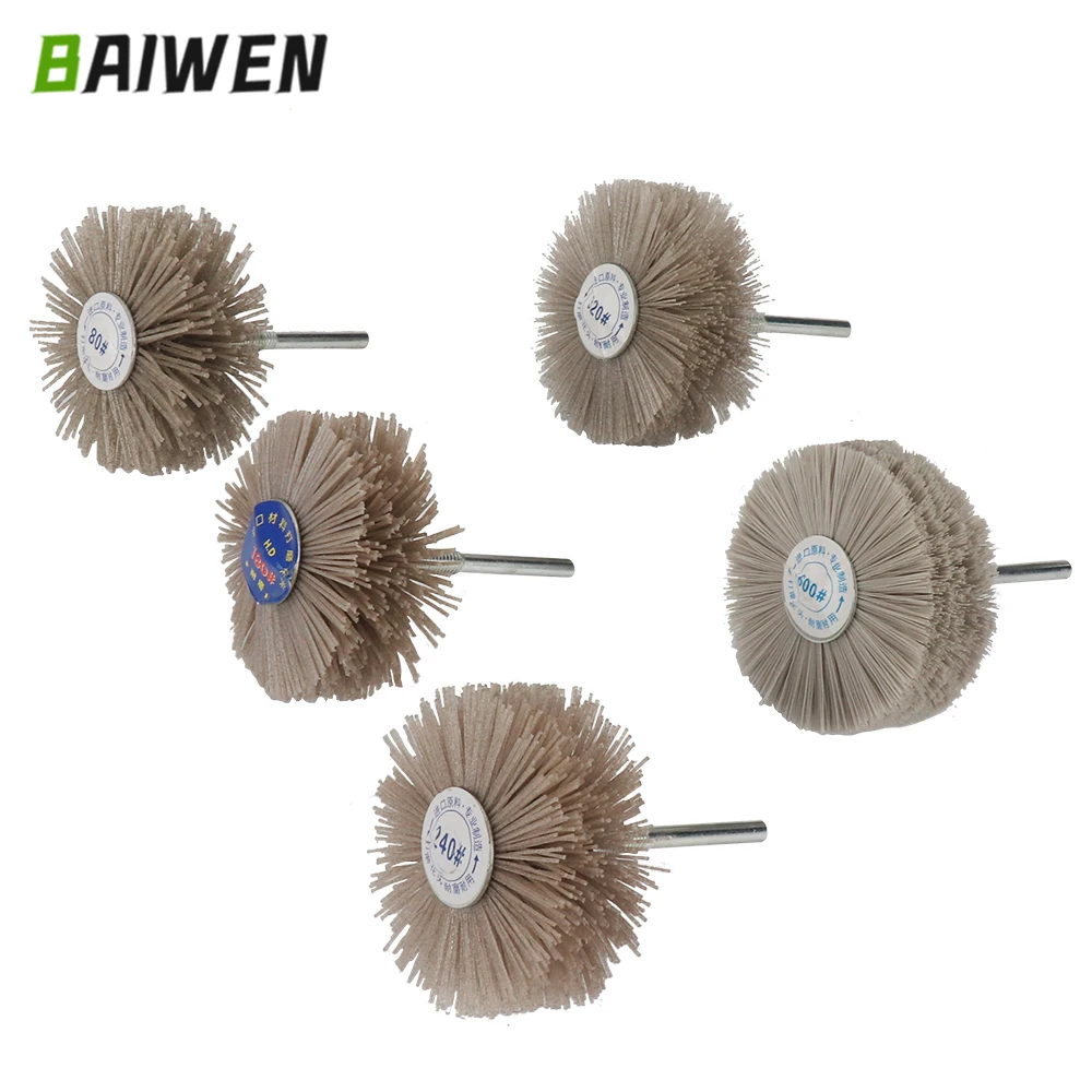 1pc Schleif Draht Schleifen Blume Kopf Nylon Draht Pinsel Entgraten Mühle Für Holz Möbel Mit 1/4'' Schaft