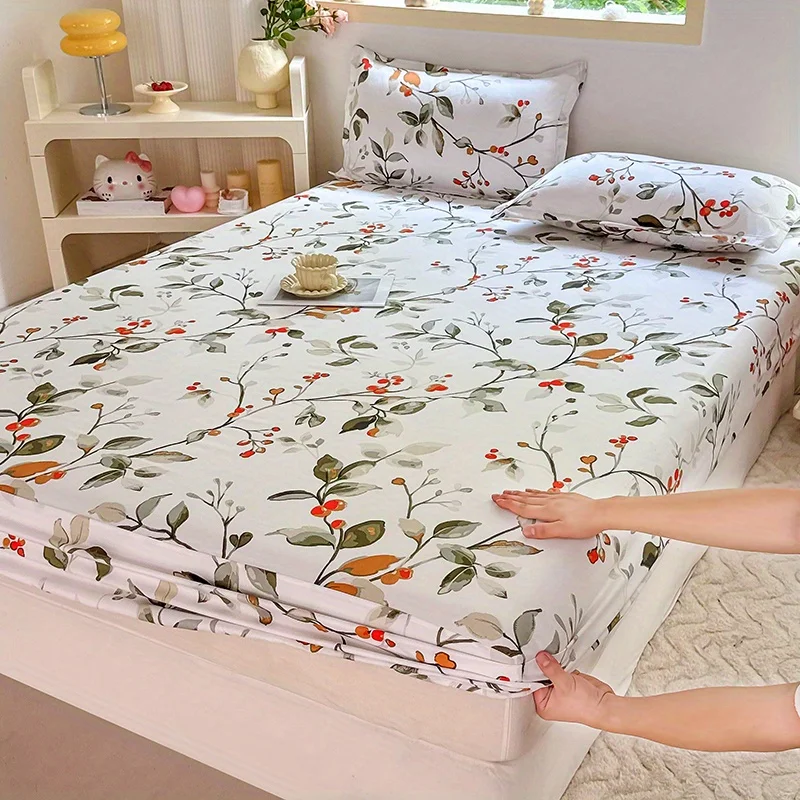 Parure de lit imprimée 3 pièces, douce et confortable, adaptée à la chambre à coucher, une chambre d'amis, un drap-housse + deux taies d'oreiller, sans noyau