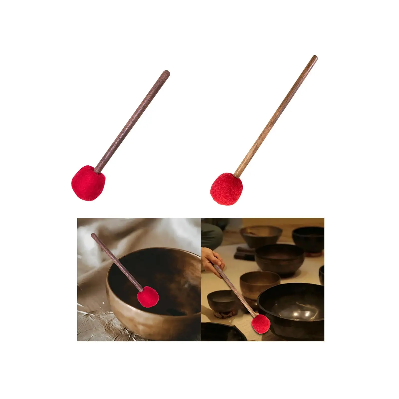 Sound Bowl Mallet Handmade Replacement Easy to Grip Anti Slip Wool Felted Percussion Sticks Drumstick Tibetan Bowl Sticks