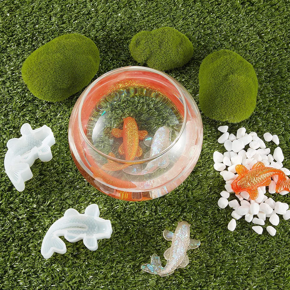 Stampo per pesci Koi in silicone 3D decorazione di pesci rossi stampo in resina cristallo trasparente strumento per la creazione di gioielli ciondolo fai da te portachiavi ciondoli buona fortuna