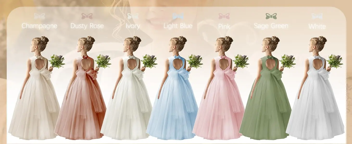 Champagner Blumenmädchenkleid Puffy Tüll Festzugskleid weißes Prinzessinnenkleid Junior Brautjungfernkleid