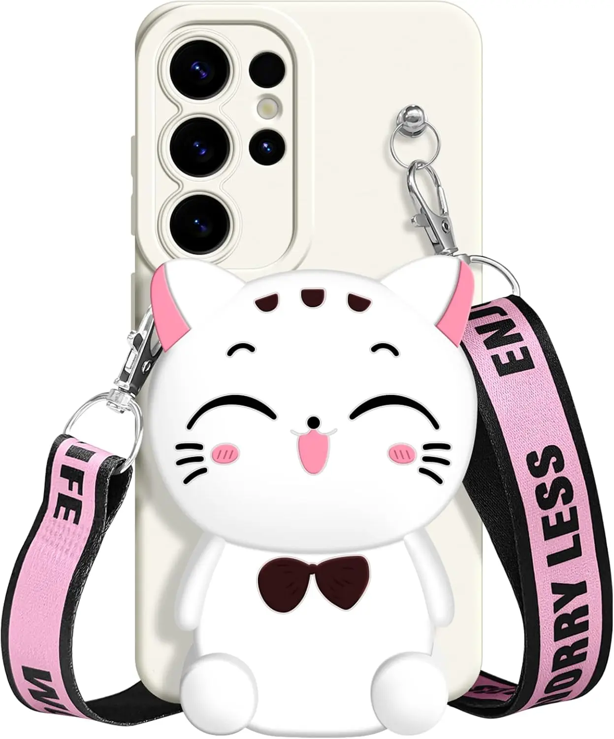 Lucky Cat Wallet Case with Rope – Stylish & Functional Phone Accessory