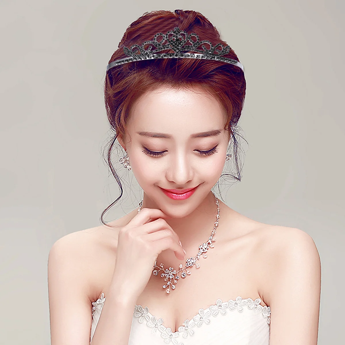 

1pcs Rhinestone Wedding Tiara for Bride Black Headband Hair Accessories for and