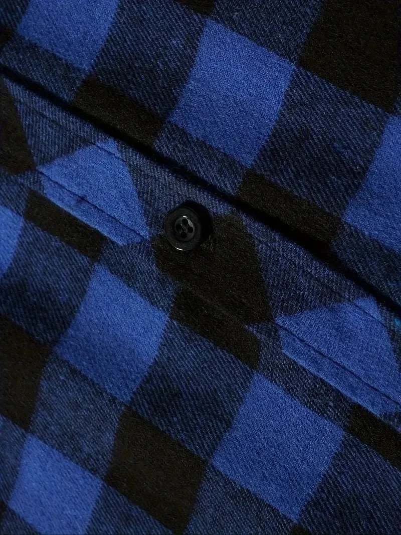 Frühling Herbst Herren Kapuzenpullover Klassischer Karierter Lässiger Knopf-Kapuzenpullover Langarm-Mantel Doppelte Taschen Kapuzenpullover Herren Strickjacke Oberteil – Detail 16