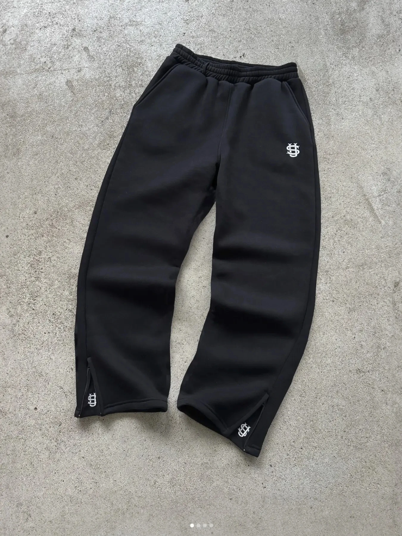 Autumn Men's Casual Sports Zipper Embroidered Straight Leg Drawstring Pants