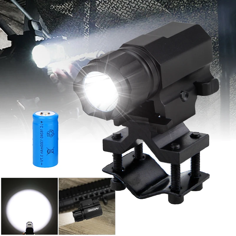 

New Mini R5 LED Light Tactical Pistol Gun Rifle Shotgun Flashlight QD Quick Release Torch 220LM Scope Mount 20mm Hunting Light