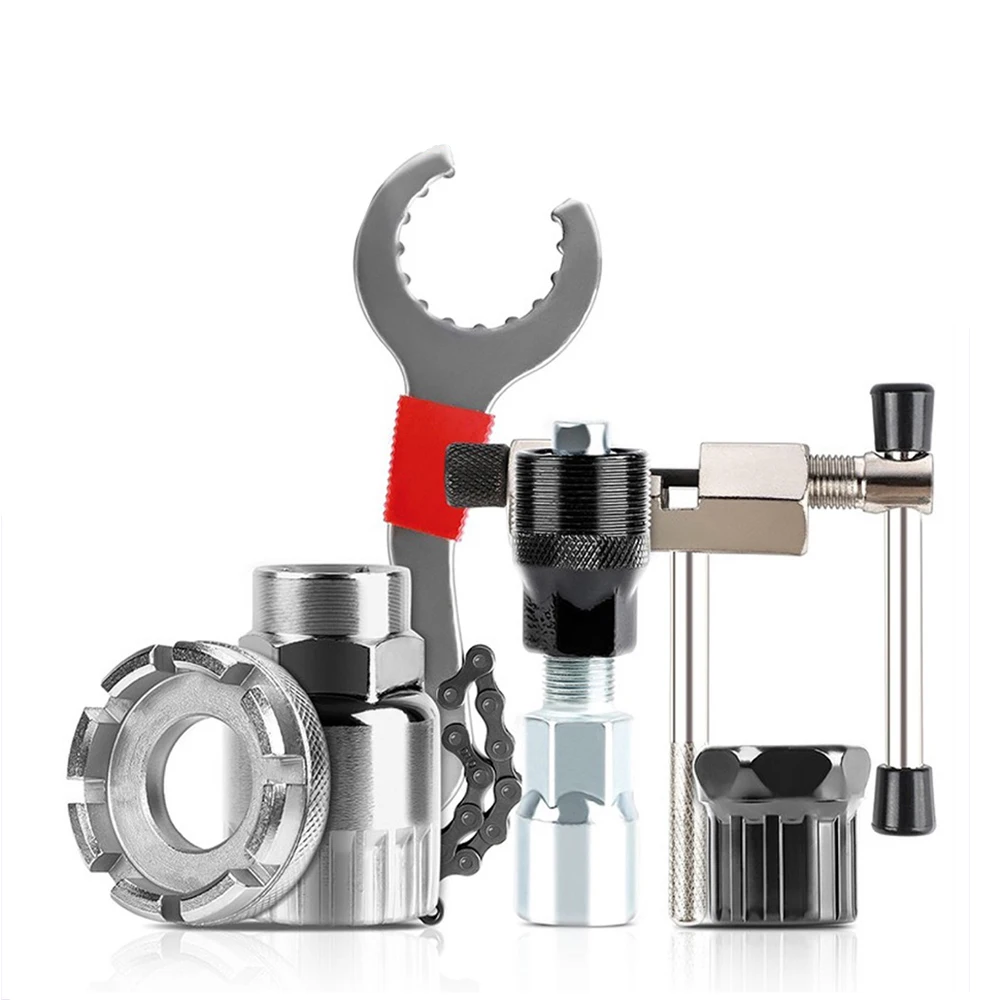 자전거 수리 도구 키트 체인 차단기 플라이휠 리무버 커터 크랭크 풀러 자전거 렌치 MTB 도로 자전거 유지 보수 도구 브래킷