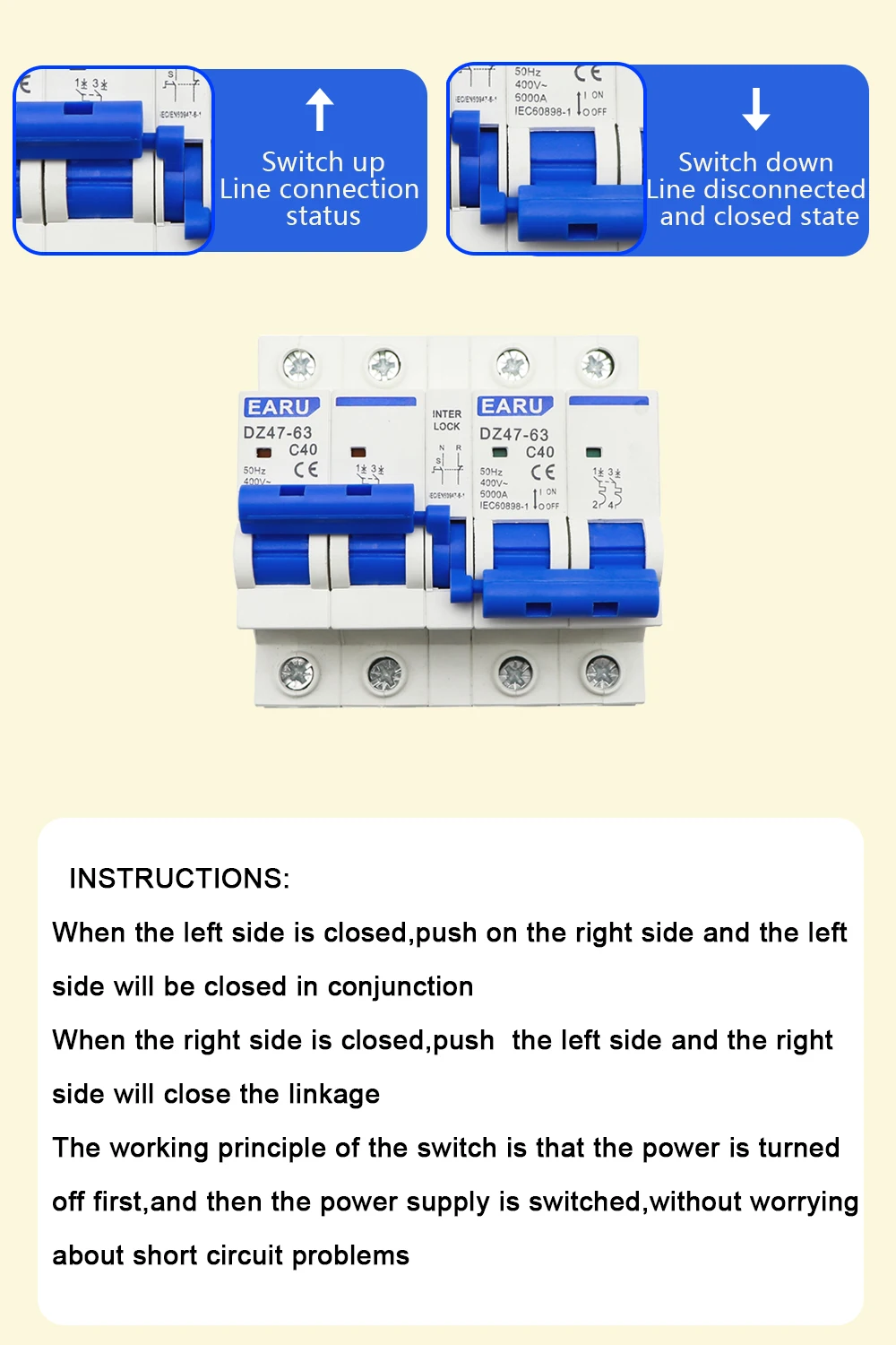 CA Dual Power Manual Transferência Interlock Circuit