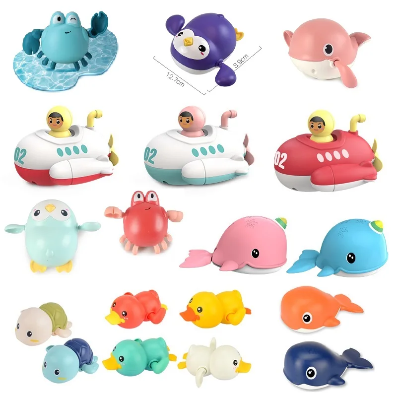 

Shower Bath Toys Baby Swimming Pool Cute Animal Duck Wind Up Chain Bathing Clockwork Bathroom Game Water Beach Toys for Kids