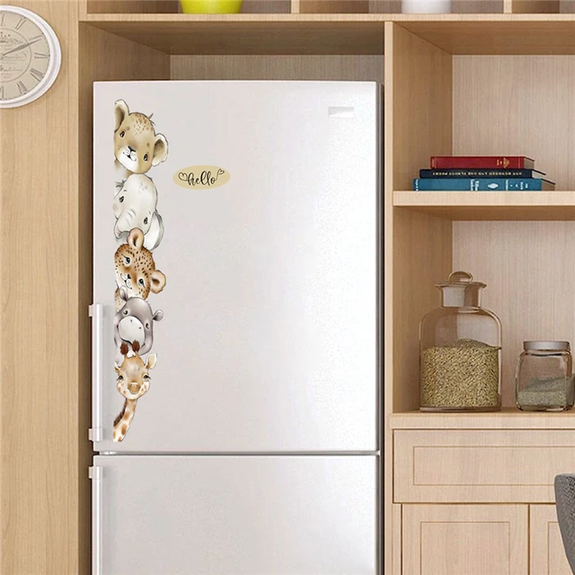 Rajzfilm Ajtó Matricák Erdei Állat Zsiráf Elefánt Fali Gyerekszobáknak Baba Óvodai Szoba Otthoni Dekoráció Vinil - Image 6