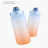 2L Large Capacity Water Bottle Straw Cup High Temperature Plastic Water Cup Time Scale Frosted Outdoor Sports Student Couple Cup 5